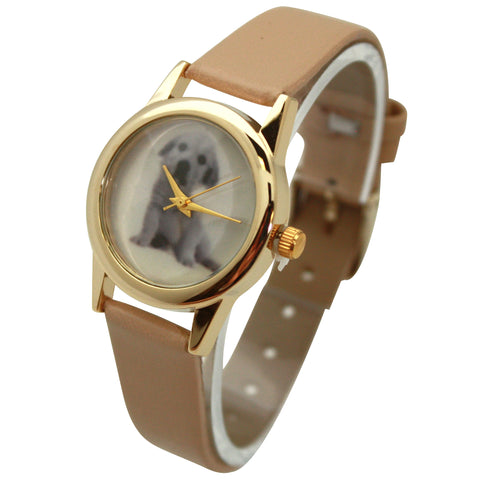 Olivia Pratt Cat and Dog Face Faux Leather Band Women Watch