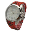 OLIVIA PRATT COLORFUL AND FLORAL PRINT METAL WATCH