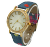 OLIVIA PRATT FLOWERS AND DENIM STRAP WATCH
