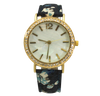 OLIVIA PRATT FLOWERS AND DENIM STRAP WATCH