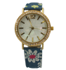 OLIVIA PRATT FLOWERS AND DENIM STRAP WATCH