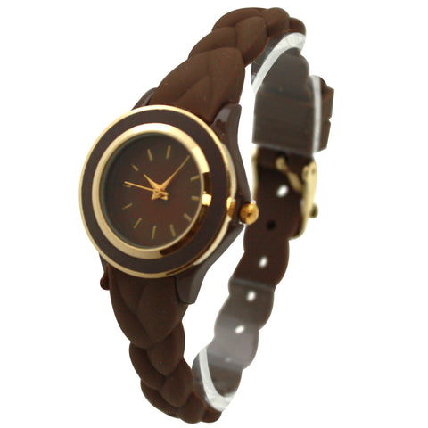 Olivia Pratt Braided Silicone Band Women Watch