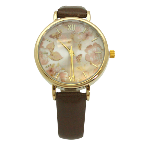 OLIVIA PRATT PETITE LEATHER VINTAGE ROSES WATCH