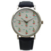Olivia Pratt Faux Red Leather Sailing Boats Dial Women Watch