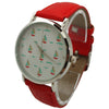 Olivia Pratt Faux Red Leather Sailing Boats Dial Women Watch