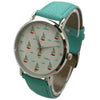 Olivia Pratt Faux Red Leather Sailing Boats Dial Women Watch