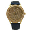 OLIVIA PRATT RHINESTONE BIG FACE DETAIL LEATHER STRAP WATCH