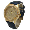 OLIVIA PRATT RHINESTONE BIG FACE DETAIL LEATHER STRAP WATCH