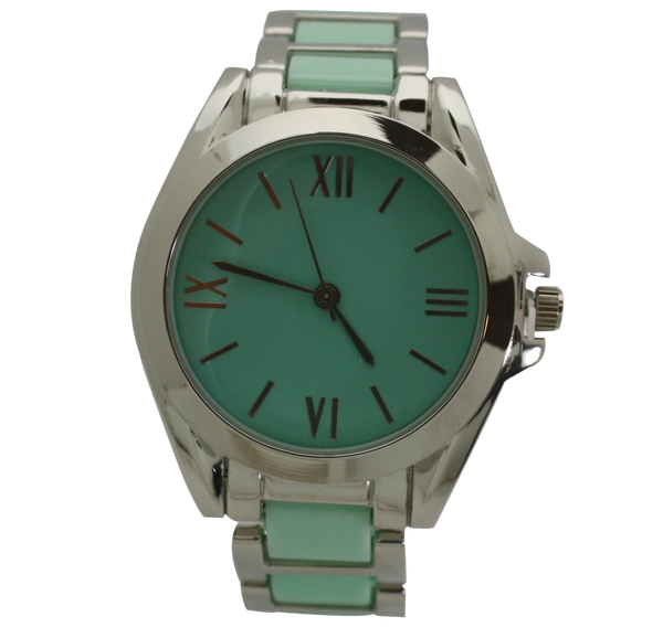 OLIVIA PRATT TWO TONE PASTEL COLORS AND METAL WATCH