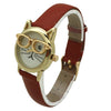 OLIVIA PRATT CAT FACE LEATHER STRAP WATCH