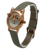 OLIVIA PRATT CAT FACE LEATHER STRAP WATCH