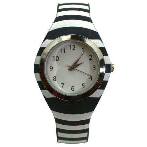 Olivia Pratt Stripped Silicone Band Women Watch