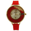OLIVIA PRATT FLOATING COLORFUL STONES SILICONE STRAP WATCH