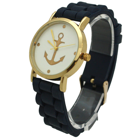 OLIVIA PRATT ANCHOR EMBLEM SILICONE BAND WATCH