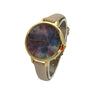 OLIVIA PRATT NEBULA AND LINES SKINNY LEATHER STRAP WATCH