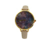 OLIVIA PRATT NEBULA AND LINES SKINNY LEATHER STRAP WATCH