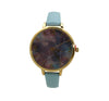 OLIVIA PRATT NEBULA AND LINES SKINNY LEATHER STRAP WATCH