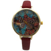 Olivia Pratt Faux Leather Butterflies Dial Women Watch