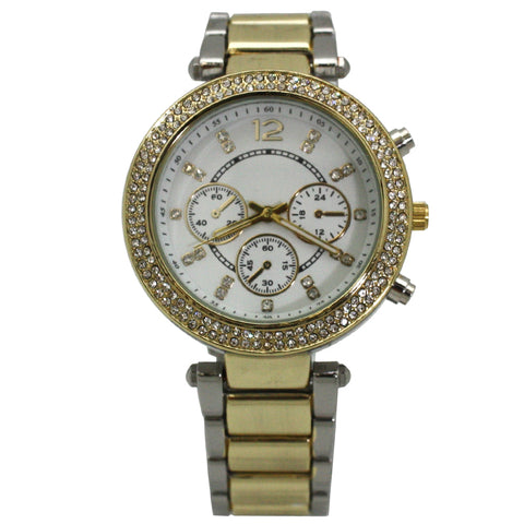 Olivia Pratt Women's Rhinestone Bezel Decorative Chronograph Watch