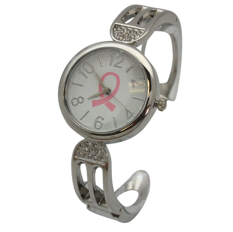 OLIVIA PRATT BREAST CANCER AWARENESS RIBBON BANGLE WATCH