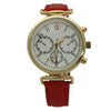 OLIVIA PRATT NAUTICAL STYLE STAINLESS STEEL LEATHER BAND 3-DIAL QUARTZ WATCH