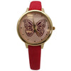 Olivia Pratt Thin Faux Leather Butterfly Face Women Watch