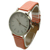 Olivia Pratt Stripped Pastel Colors Faux Leather Women Watch