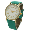 OLIVIA PRATT GOLDTONE MINIMALIST LEATHER STRAP WATCH