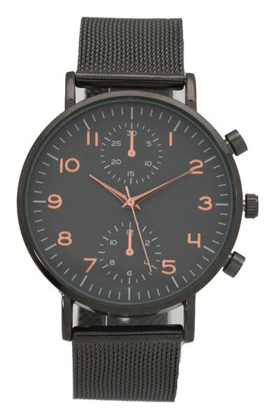 Olivia Pratt Mesh Two-Dial Buckle Strap Watch