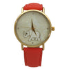 OLIVIA PRATT MOTHER OF PEARL ELEPHANT OUTLINE LEATHER STRAP WATCH