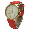 OLIVIA PRATT MOTHER OF PEARL ELEPHANT OUTLINE LEATHER STRAP WATCH