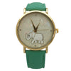 OLIVIA PRATT MOTHER OF PEARL ELEPHANT OUTLINE LEATHER STRAP WATCH