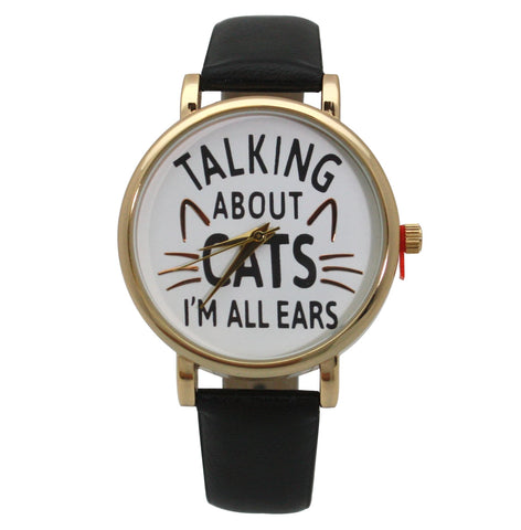 OLIVIA PRATT TALKING ABOUT CATS LEATHER STRAP WATCH