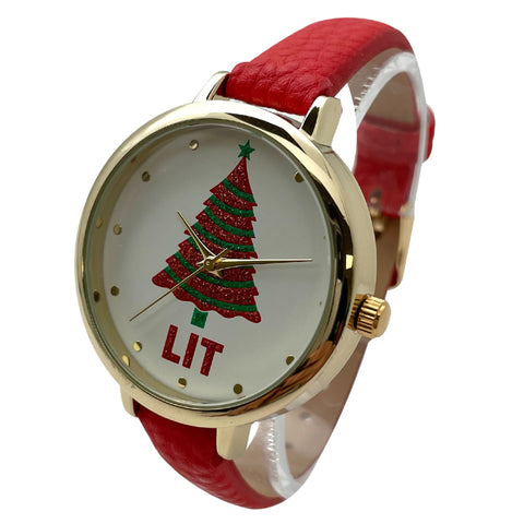 Olivia Pratt Faux Leather Christmas Themed Women Watch