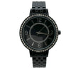 Olivia Pratt Round Face Rhinestone Bezel Textured Bangle Women Watch