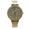 Olivia Pratt Round Face Rhinestone Bezel Textured Bangle Women Watch