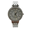 Olivia Pratt Round Face Rhinestone Bezel Textured Bangle Women Watch