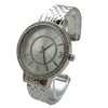 Olivia Pratt Round Face Rhinestone Bezel Textured Bangle Women Watch