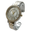 Olivia Pratt Round Face Rhinestone Bezel Textured Bangle Women Watch