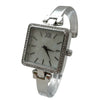 Olivia Pratt Square Face Thin Rhinestone Bezel Bangle Women Watch