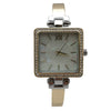 Olivia Pratt Square Face Thin Rhinestone Bezel Bangle Women Watch