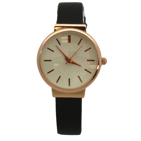 OLIVIA PRATT TEXTURED MINIMALIST FACE LEATHER STRAP WATCH