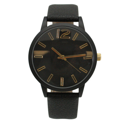 Olivia Pratt Faux Leather Solid Color Round Face Women Watch