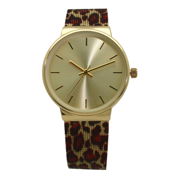 Olivia Pratt Leopard Print Strap Mesh Watch