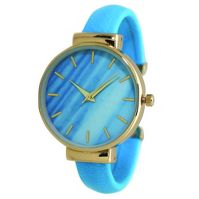 Olivia Pratt Gold-Accented Leather Bangle Fashion Watch With Gradient Face