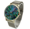 OLIVIA PRATT WOMENS ABALONE FACE DIAL MESH BAND WITH MAGNETIC CLASP