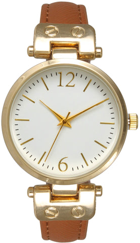 Olivia Pratt Leather Strap Band Watch