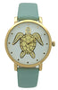 Olivia Pratt Crystal Turtle Leather Strap Watch