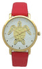 Olivia Pratt Crystal Turtle Leather Strap Watch