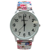 Olivia Pratt Big Dial Easy Reader Watch Abstract Elastic Stretch Band Wristwatch Women Watch
